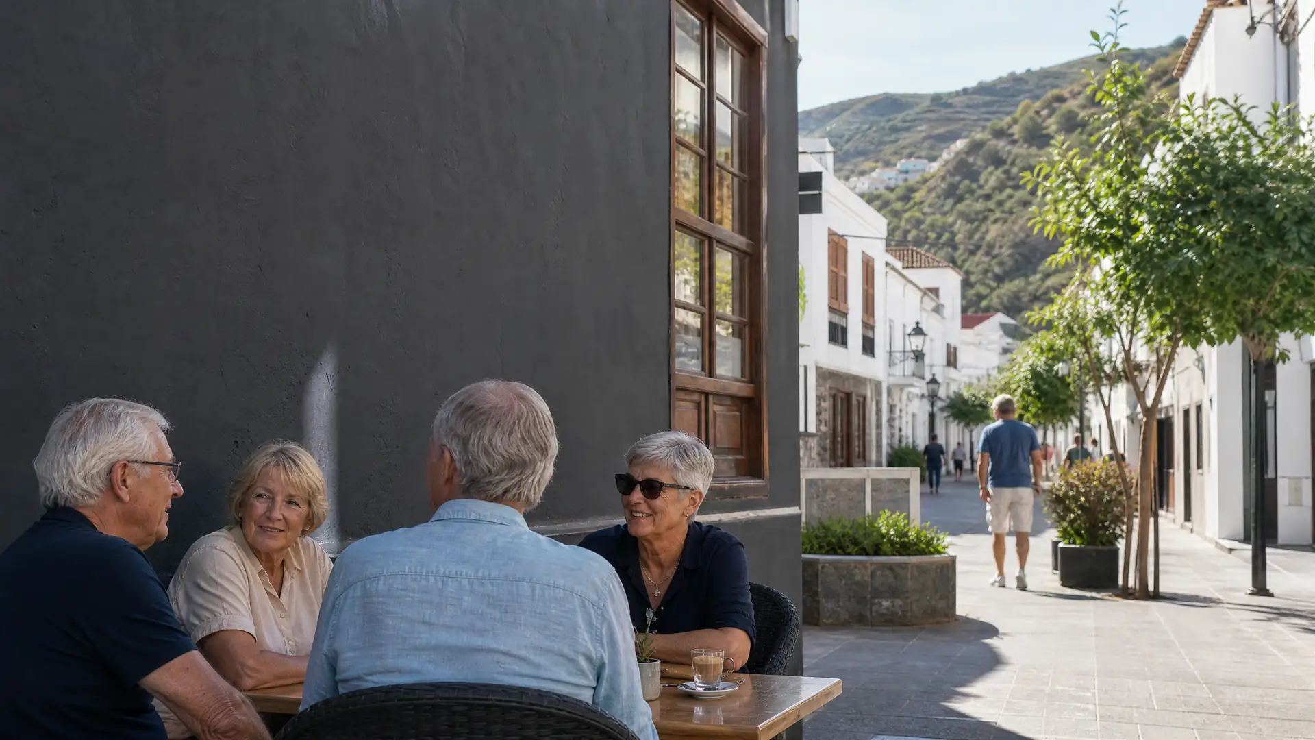 Rentnerpaar in einem Strandcafe im Süden von Gran Canaria